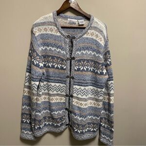 Tradition Country Collection Nordic Fairy Isle Wool Blend Cardigan Vintage 90s